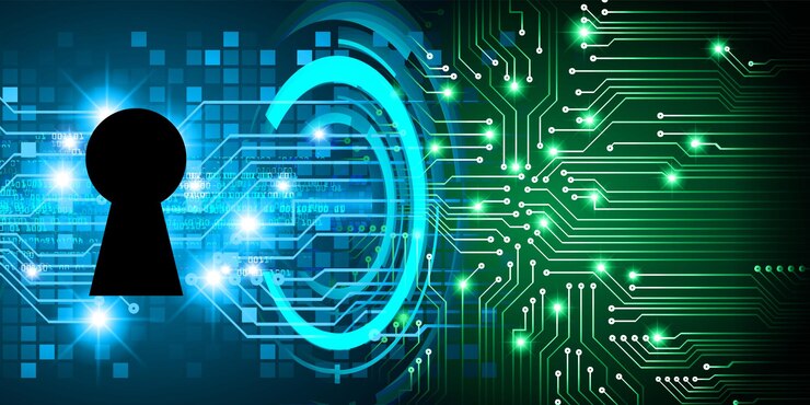Vector fondo de concepto de tecnología futura del circuito cibernético del ojo