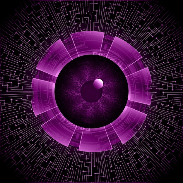 Vector fondo de concepto de tecnología futura del circuito cibernético del ojo