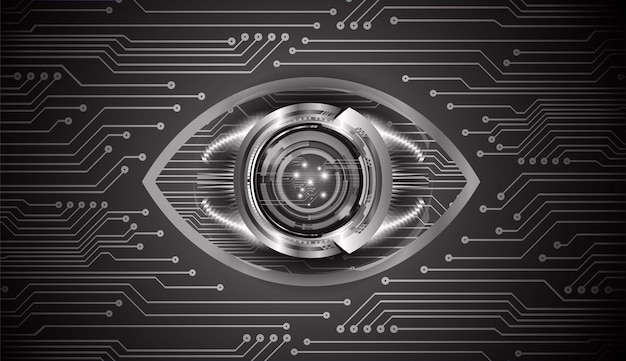 Fondo de concepto de tecnología futura del circuito cibernético del ojo