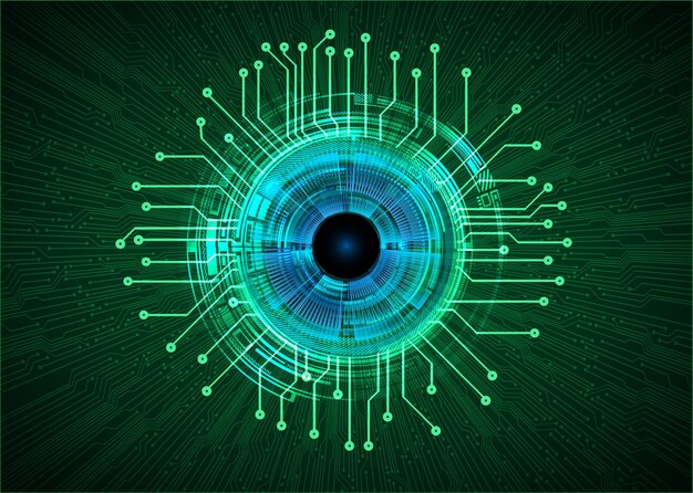Vector fondo de concepto de tecnología futura del circuito cibernético del ojo