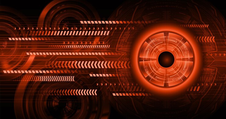 Vector fondo de concepto de tecnología futura del circuito cibernético del ojo