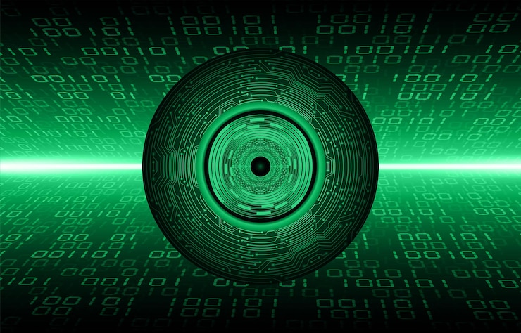Vector fondo de concepto de tecnología futura de circuito cibernético de ojo