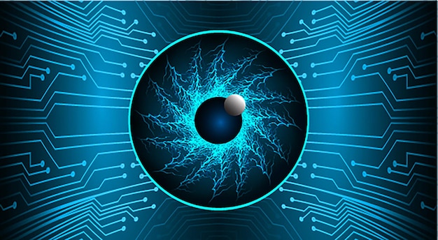 Vector fondo de concepto de tecnología futura de circuito cibernético de ojo