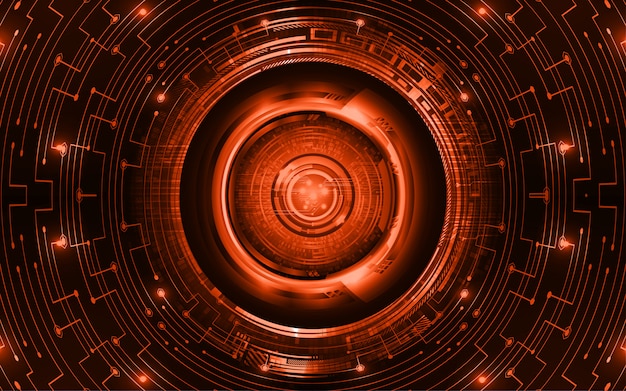 Fondo de concepto de tecnología futura de circuito cibernético de ojos rojos