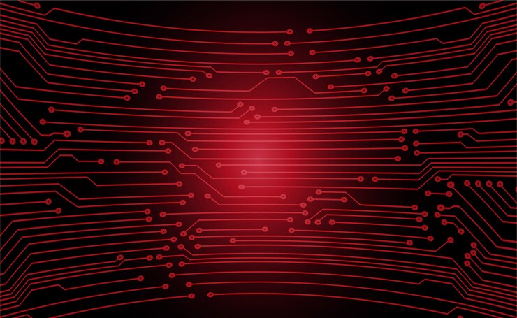 Vector fondo de concepto de tecnología futura de circuito cibernético rojo