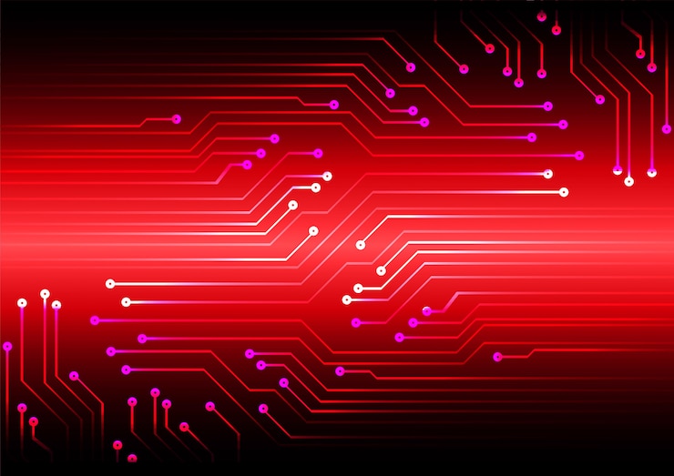 Vector fondo de concepto de tecnología futura de circuito cibernético rojo