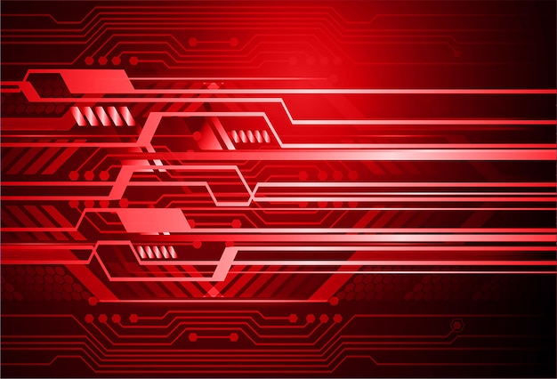 Fondo de concepto de tecnología futura de circuito cibernético rojo