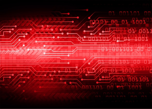 Fondo de concepto de tecnología futura de circuito cibernético rojo