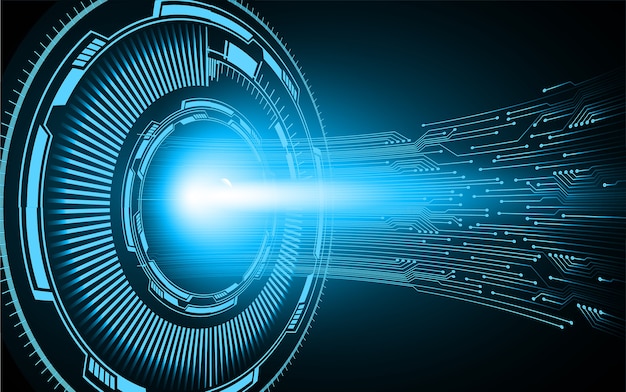 Fondo de concepto de tecnología futura de circuito ojo azul cyber