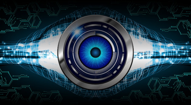 Fondo de concepto de tecnología futura de circuito ojo azul cyber