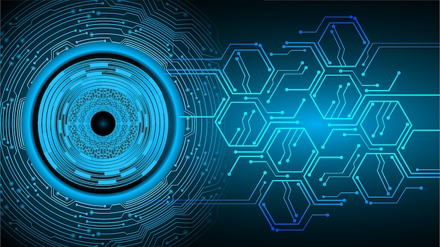 Vector fondo de concepto de tecnología futura de circuito ojo azul cyber