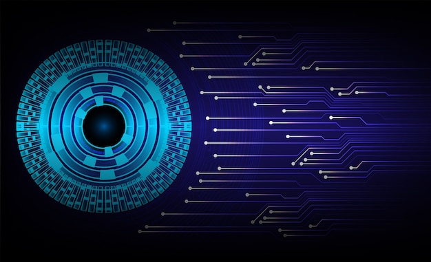 Fondo de concepto de tecnología futura de circuito ojo azul cyber