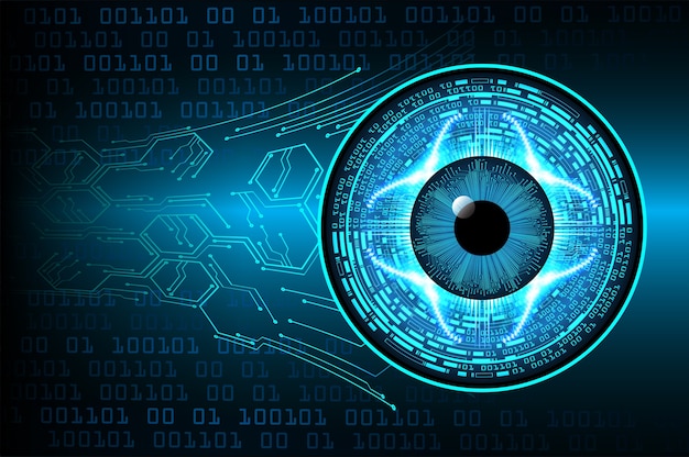 Fondo de concepto de tecnología futura de circuito ojo azul cyber