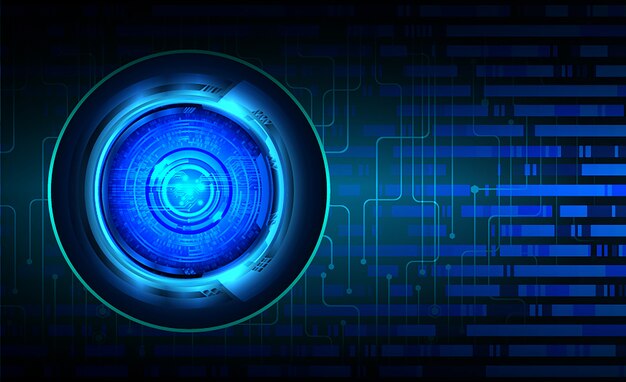 Fondo de concepto de tecnología futura de circuito ojo azul cyber