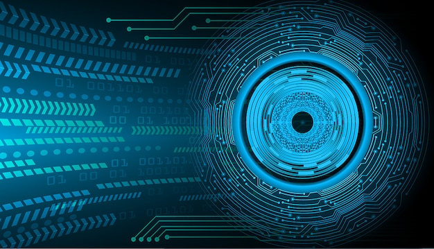 Fondo de concepto de tecnología futura de circuito ojo azul cyber
