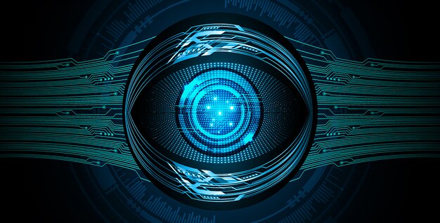 Fondo de concepto de tecnología futura de circuito ojo azul cyber