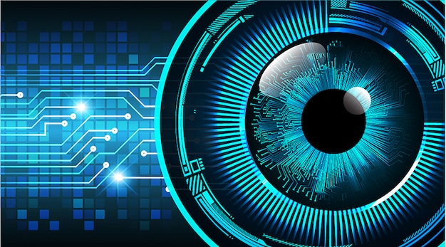 Fondo de concepto de tecnología futura de circuito ojo azul cyber