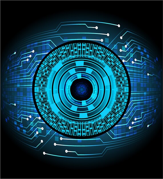 Fondo de concepto de tecnología futura de circuito ojo azul cyber