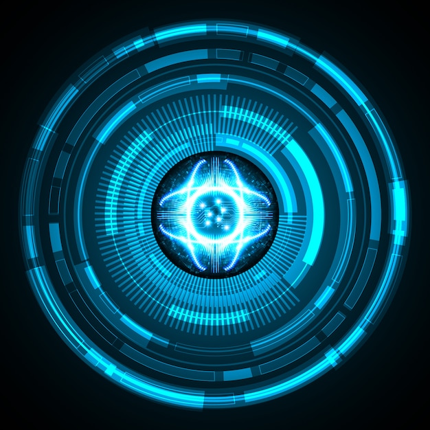 Fondo de concepto de tecnología futura de circuito ojo azul cyber