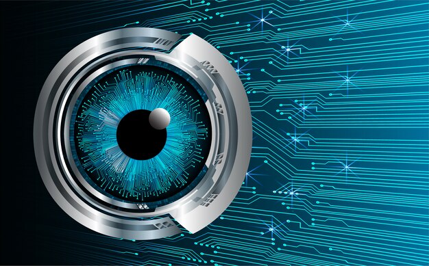 Fondo de concepto de tecnología futura de circuito ojo azul cyber