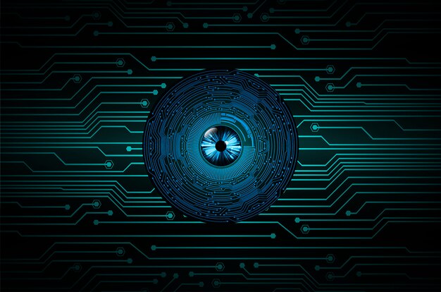 Fondo de concepto de tecnología futura de circuito ojo azul cyber
