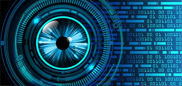 Fondo de concepto de tecnología futura de circuito ojo azul cyber