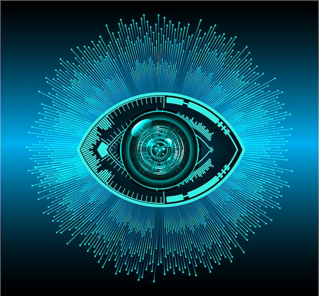 Fondo de concepto de tecnología futura de circuito ojo azul cyber