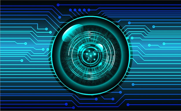 Fondo de concepto de tecnología futura de circuito ojo azul cyber