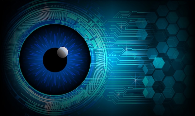 Fondo de concepto de tecnología futura de circuito ojo azul cyber