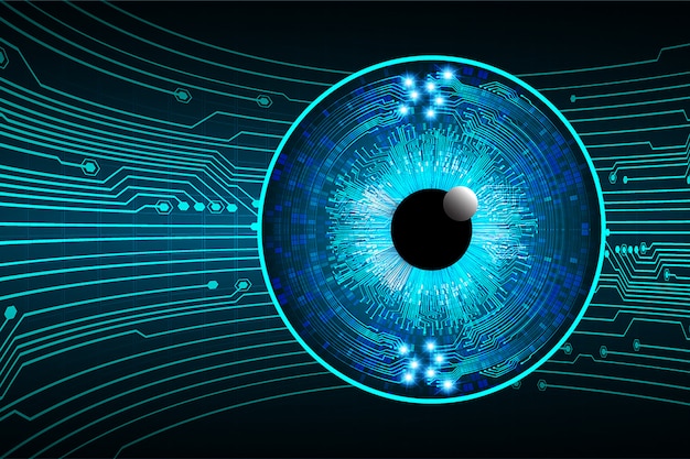 Fondo de concepto de tecnología futura de circuito ojo azul cyber