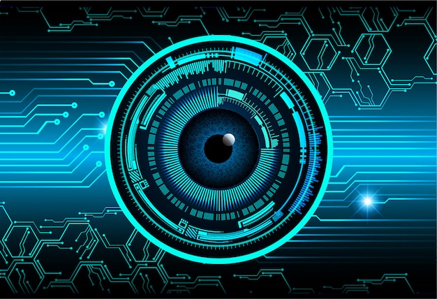 Fondo de concepto de tecnología futura de circuito ojo azul cyber