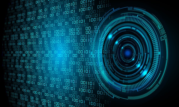 Fondo de concepto de tecnología futura de circuito ojo azul cyber
