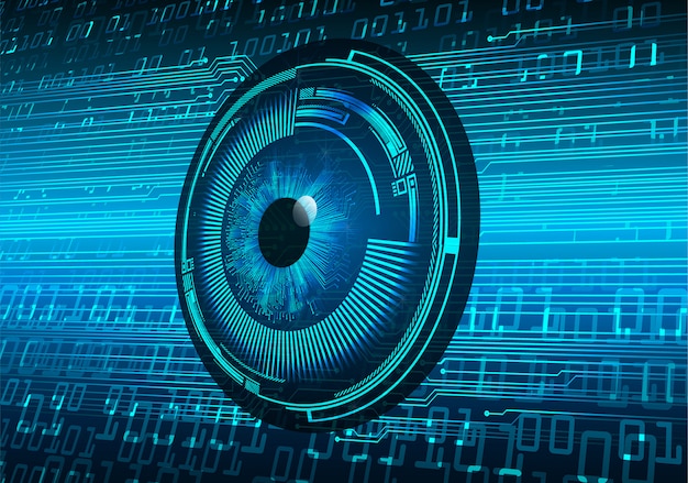 Fondo de concepto de tecnología futura de circuito ojo azul cyber