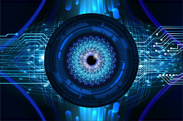 Fondo de concepto de tecnología futura de circuito ojo azul cyber