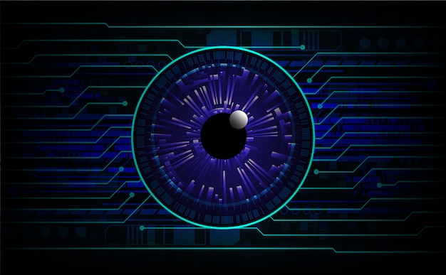 Fondo de concepto de tecnología futura de circuito ojo azul cyber