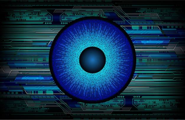 Fondo de concepto de tecnología futura de circuito ojo azul cyber