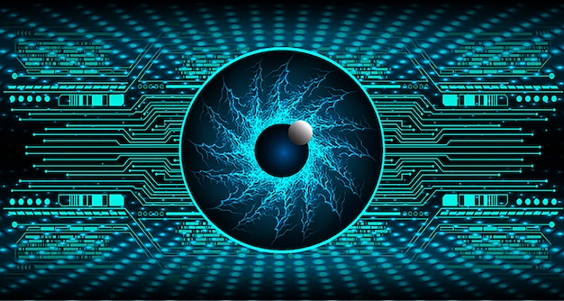 Fondo de concepto de tecnología futura de circuito ojo azul cyber