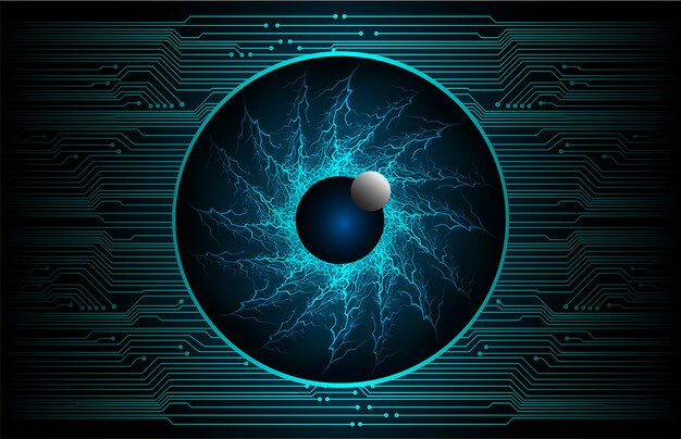 Fondo de concepto de tecnología futura de circuito ojo azul cyber