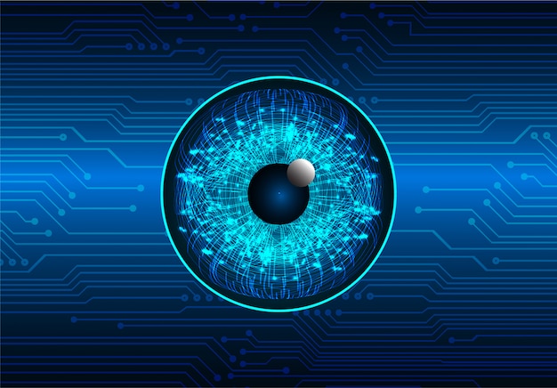 Fondo de concepto de tecnología futura de circuito ojo azul cyber
