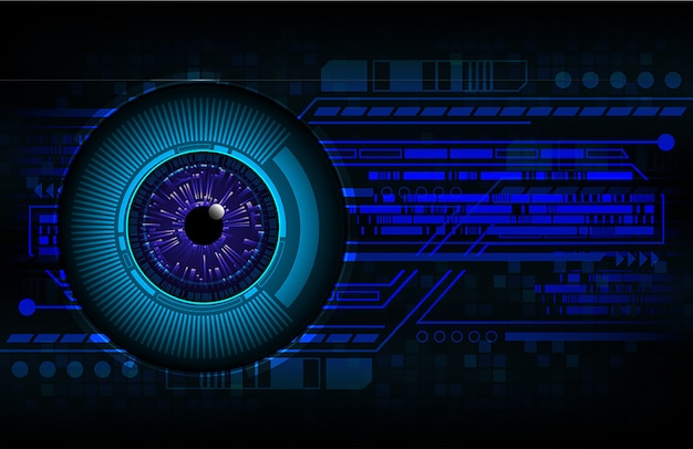 Fondo de concepto de tecnología futura de circuito ojo azul cyber