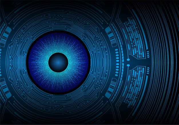 Fondo de concepto de tecnología futura de circuito ojo azul cyber