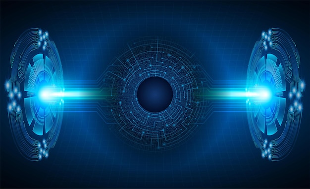 Fondo de concepto de tecnología futura de circuito ojo azul cyber