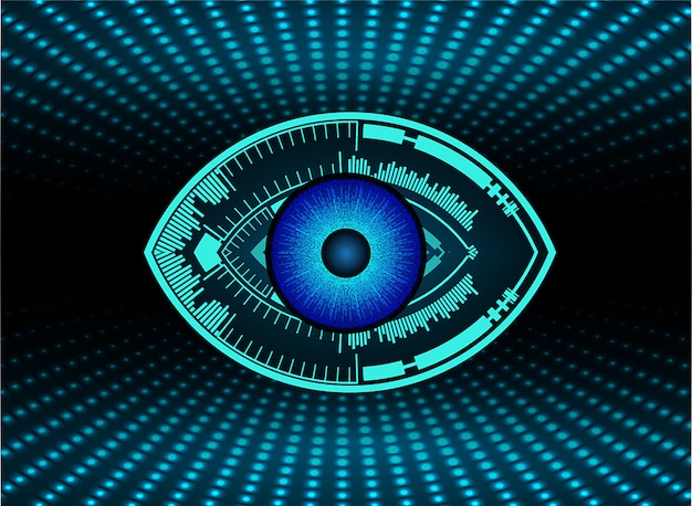 Fondo de concepto de tecnología futura de circuito ojo azul cyber