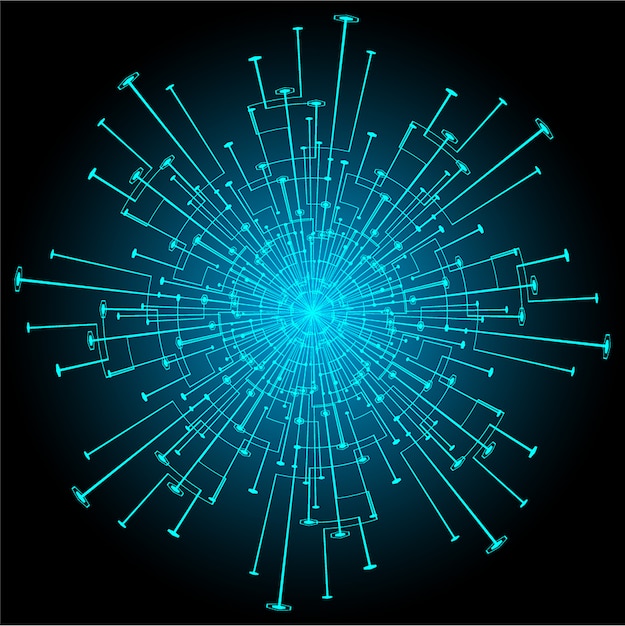 Fondo de concepto de tecnología futura de circuito ojo azul cyber