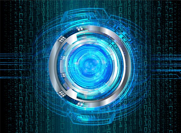 Fondo de concepto de tecnología futura de circuito ojo azul cyber