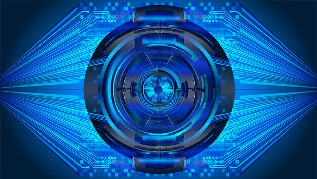 Fondo de concepto de tecnología futura de circuito ojo azul cyber