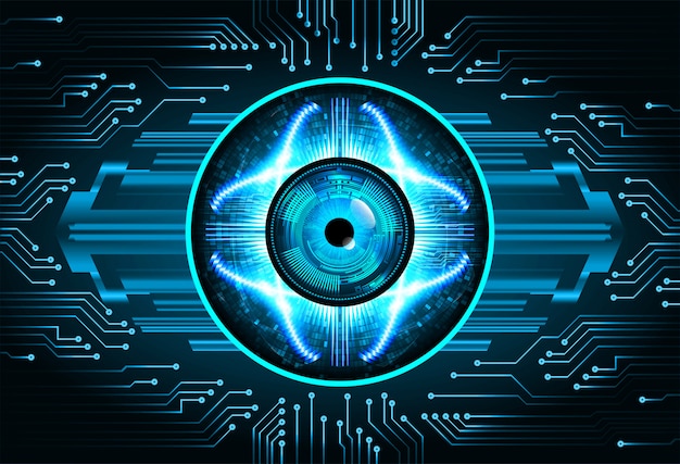 Fondo de concepto de tecnología futura de circuito ojo azul cyber