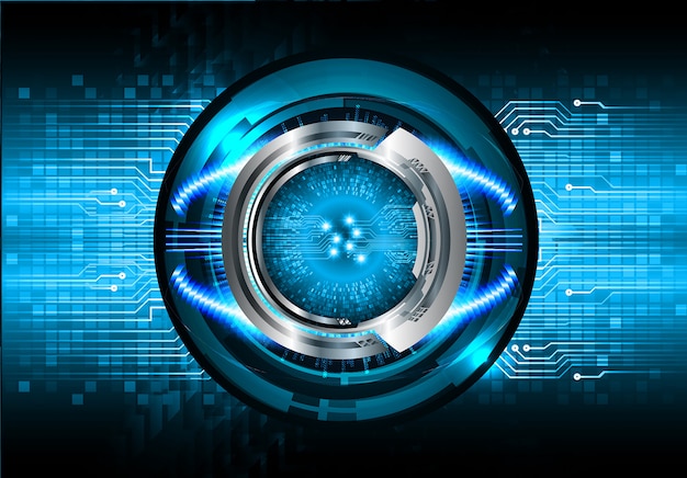 Fondo de concepto de tecnología futura de circuito ojo azul cyber