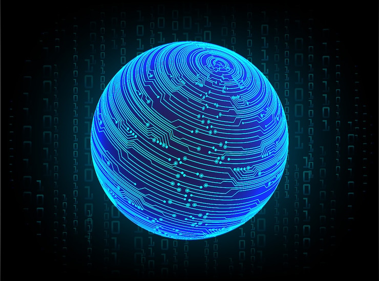 Vector fondo de concepto de tecnología futura de circuito ojo azul cyber