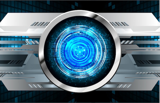 Fondo de concepto de tecnología futura de circuito ojo azul cyber